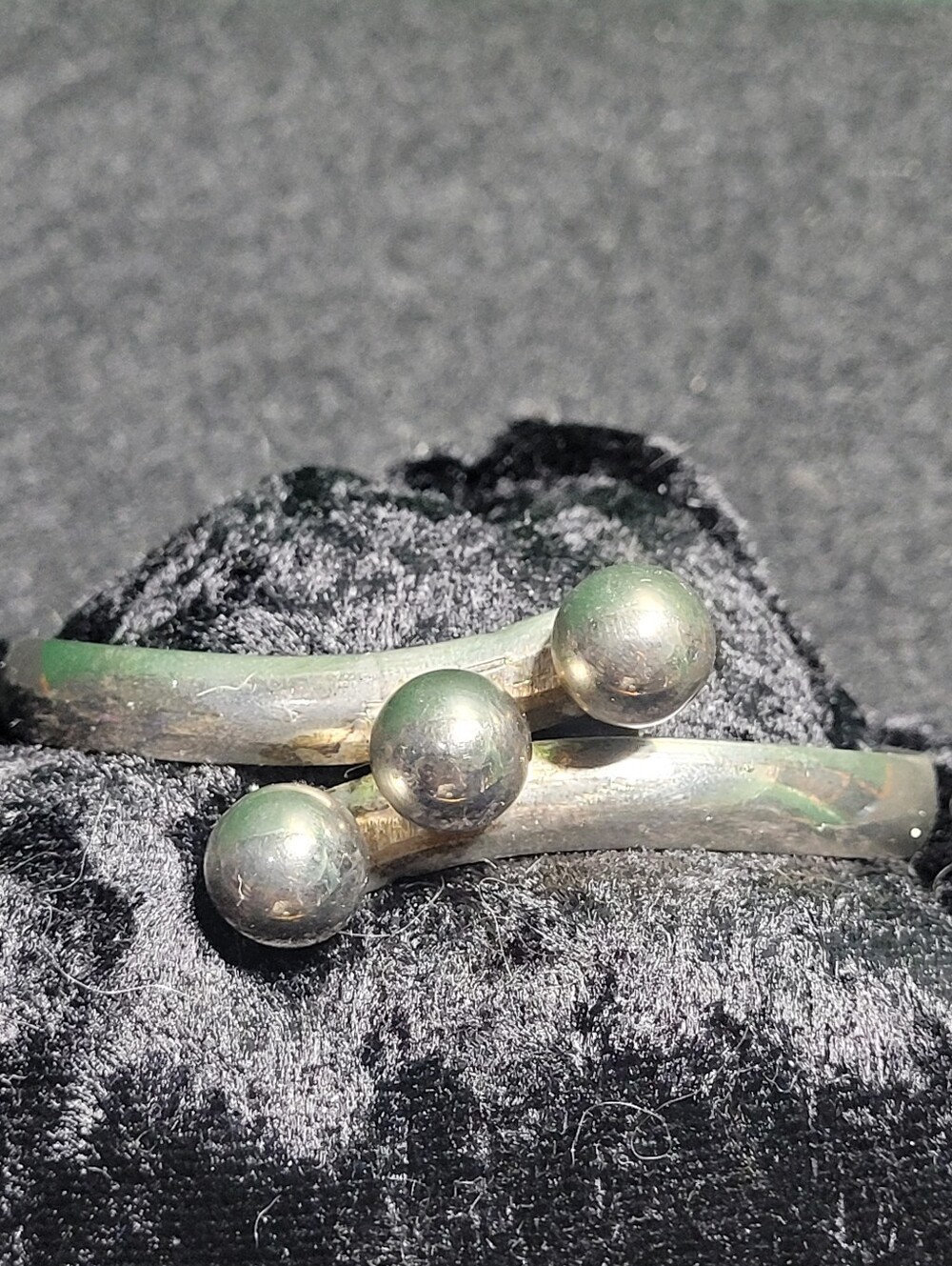 Silver Tone Cuff Bracelet with Ball Accents